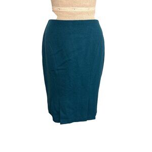 Ann Taylor Loft 100% Wool Teal Pencil Skirt Size 4
